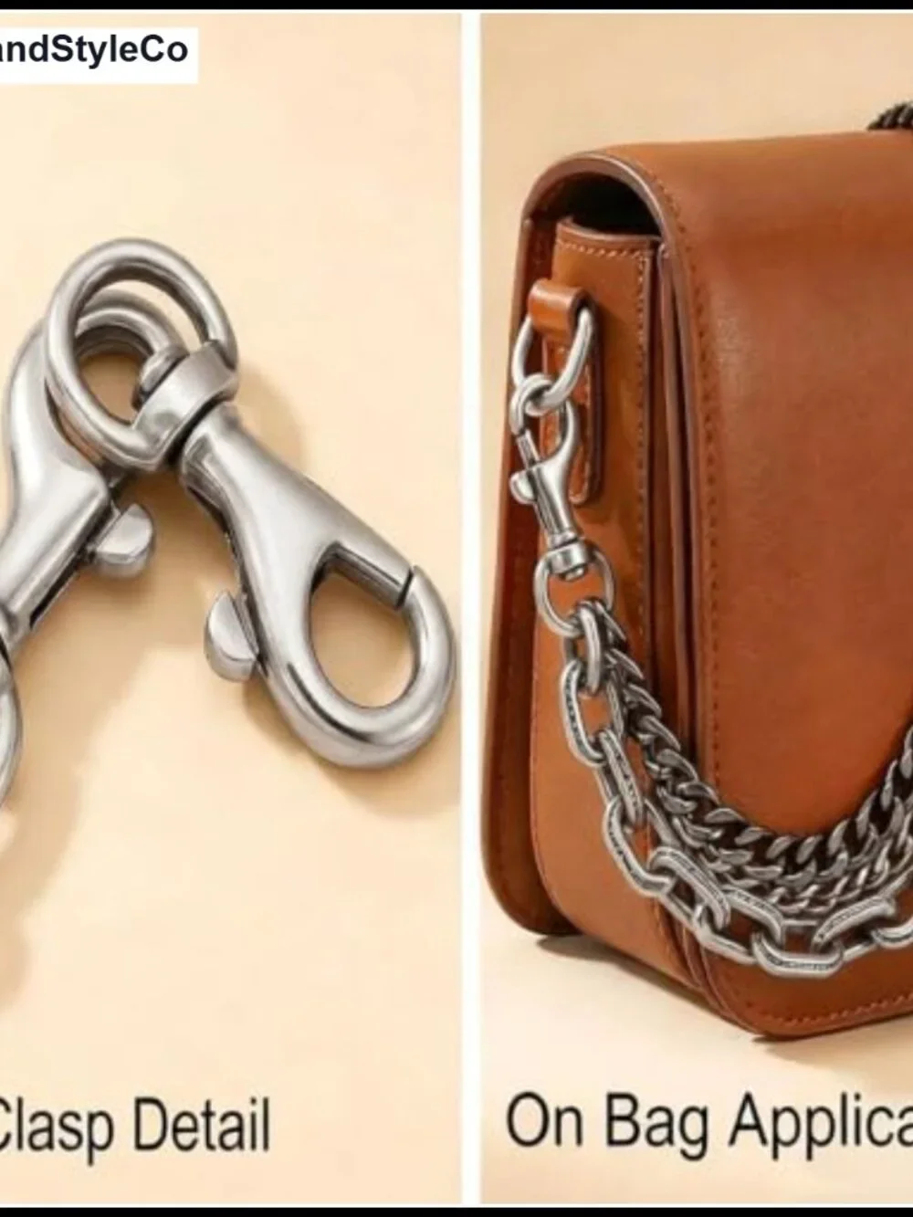 Two-tone vintage bag charm with carabiner, star design